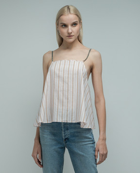Dondup Pink striped top with a chain DC298EF0135DXXX