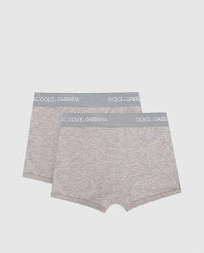 Dolce&Gabbana Children's set of gray hippie panties with a logo L4J701G7OCT