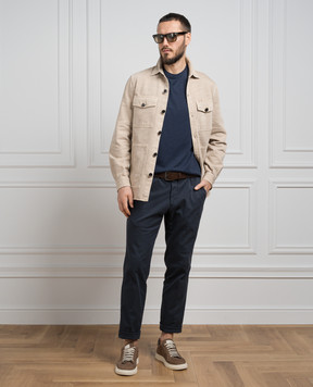 ISAIA Blue T-shirt with silk MCI154JP001