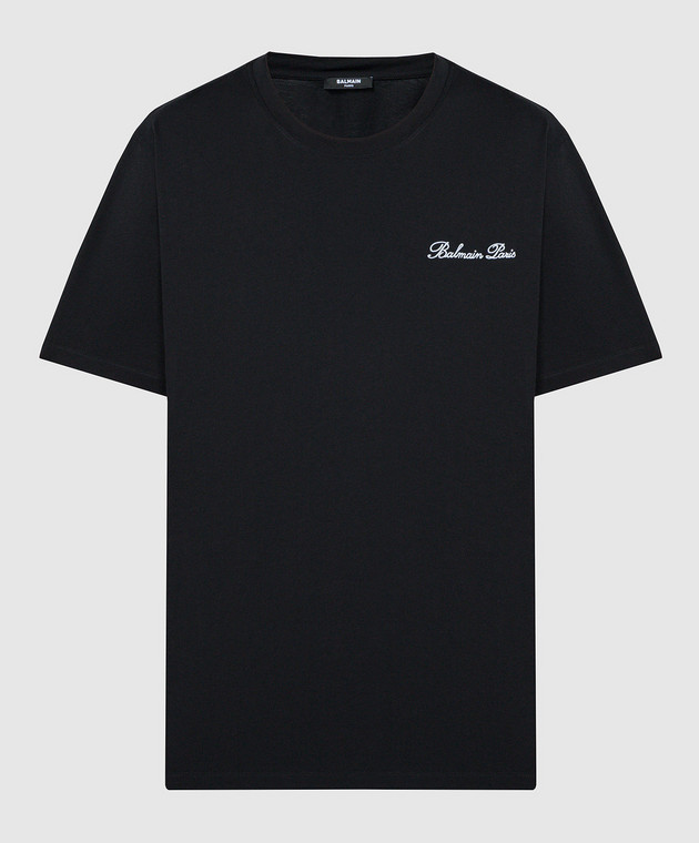 Balmain T-shirt nera con ricamo logo CH1EG010BC68