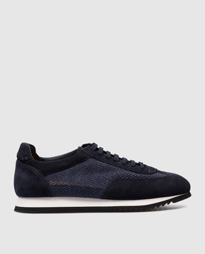 Doucal's Blue combination sneakers with logo DU3289ATLARZ243