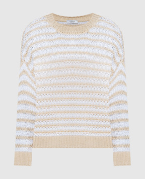 Peserico Beige openwork jumper with sequins S99196F03