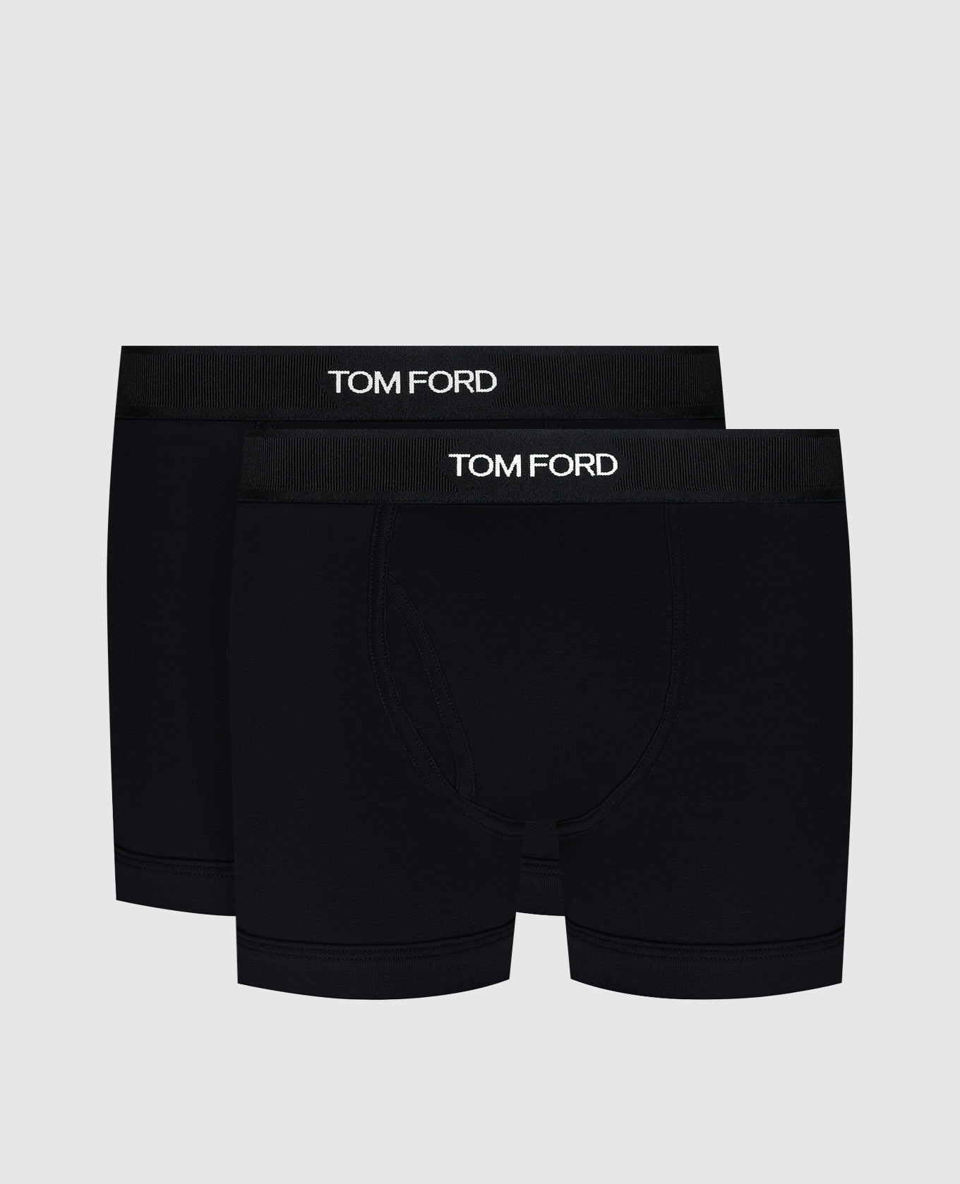 

A set of black boxer briefs with a logo pattern Tom Ford