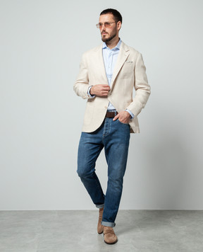 Brunello Cucinelli Blue distressed jeans with logo M283PX1290