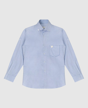 Stefano Ricci Children's blue shirt with metallic logo YC003199LJ1613
