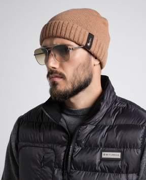 Borsalino Brown cashmere hat with logo 13354EWS