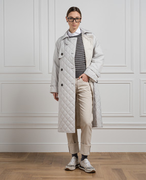 Brunello Cucinelli Gray quilted trench coat with monil chain MH5049672