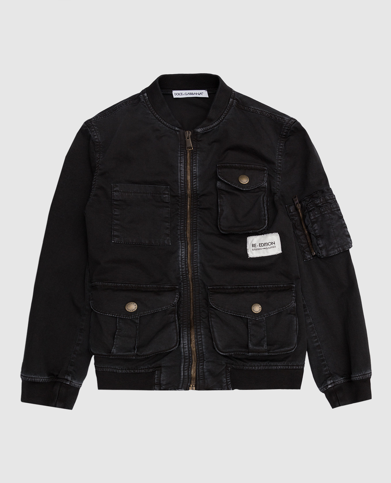 Children's gray denim bomber jacket dolce&gabbana