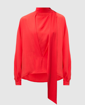 Victoria Beckham Red silk blouse with ascot collar 1423WTP004967A