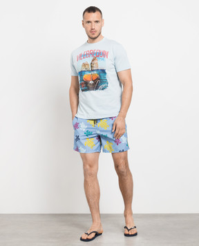 Vilebrequin Blue swim shorts with Ronde des Tortues print MOOU3B36