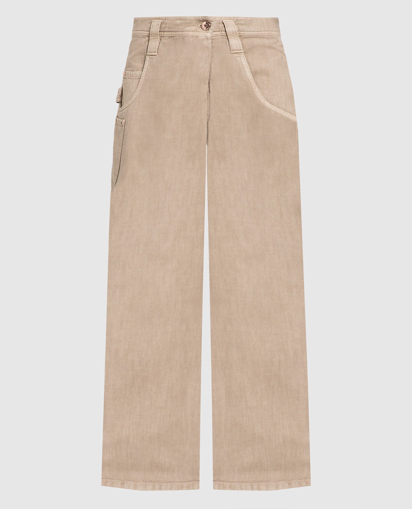 

Brown jeans with logo patch Brunello Cucinelli