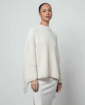 LISA YANG Beige Hilma cashmere sweater with fringe 2023323