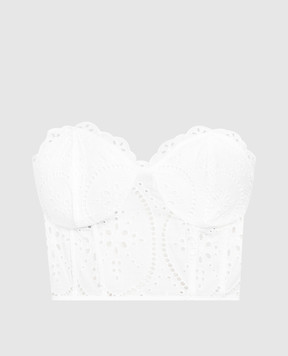 Charo Ruiz White Lita bustier top with broderie embroidery 233106