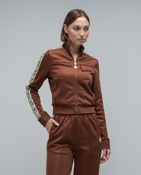 Casablanca Brown cropped Laurel sports jacket WF23JTP16501