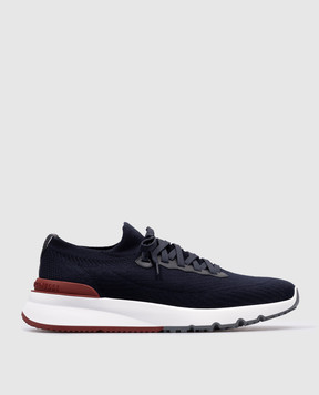 Brunello Cucinelli Blue sneakers made of wool with a logo MZUPMBO252