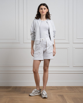 Peserico Gray t-shirt with a scar with monil chains S06840J005634