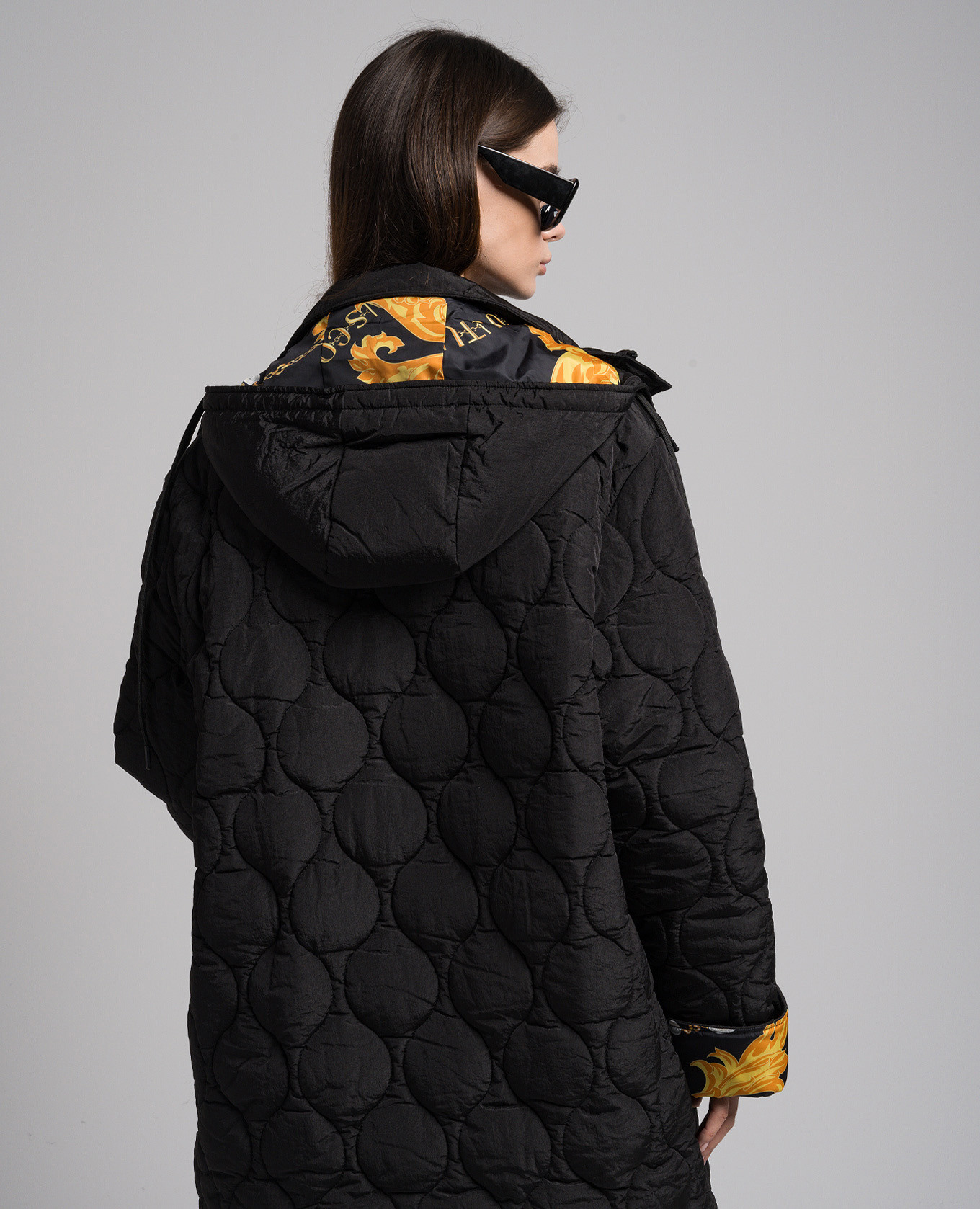 Black quilted jacket with Chain Couture print Versace Jeans Couture 4