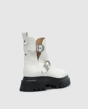 Stuart Weitzman Mverick white leather boots SF018