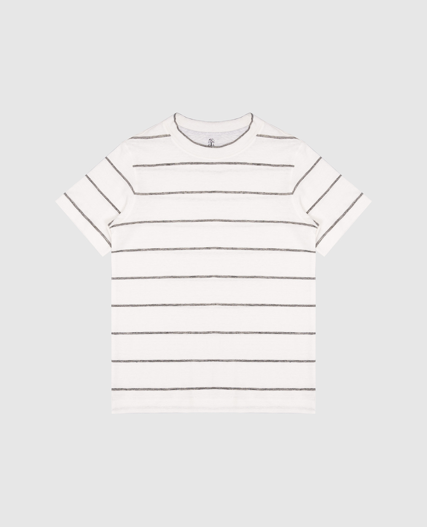 

Children's white t-shirt with striped linen Brunello Cucinelli, Белый