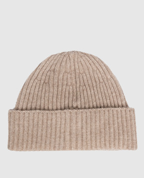Brunello Cucinelli Beige ribbed cashmere hat M2293900
