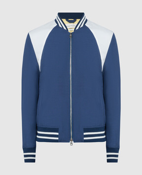 Alexander McQueen Blue bomber jacket with wool 766448QUAAE