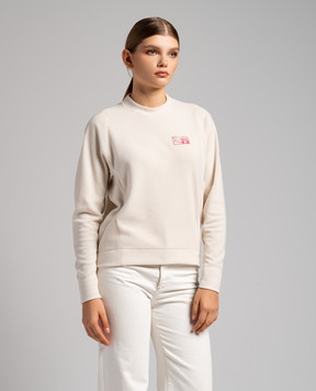 Moncler Grenoble White jumper with logo patch 8G00002899ZB