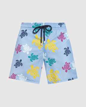 Vilebrequin Blue swim shorts with Ronde des Tortues print MOOU3B36