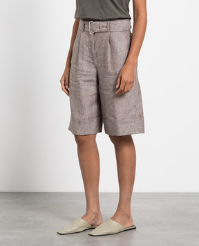 Peserico Brown linen shorts with cuffs P04422A02489