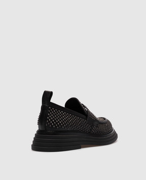 Laura Bellariva Black leather loafers with rivets P9061R16