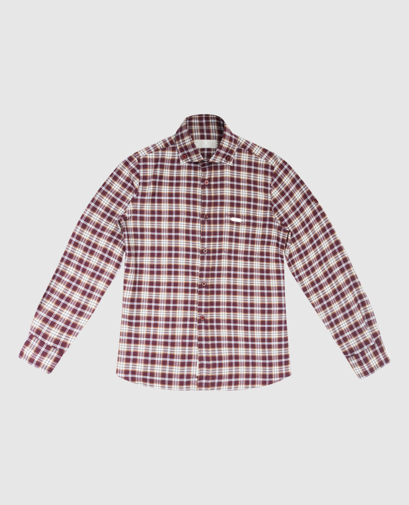 Children's maroon checked shirt stefano ricci