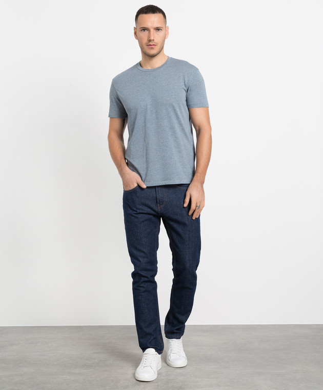 TOM FORD JCS001JMC002S23HB400 関税送料込 Tom Ford - Blue t-shirt with logo embroidery JCS001JMC002S23