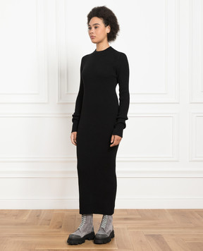 Babe Pay Pls Black cashmere dress with a rib MD9731312341CO