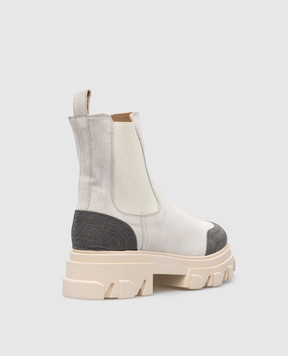 Babe Pay Pls Gray suede chelsea boots with monil chain 762