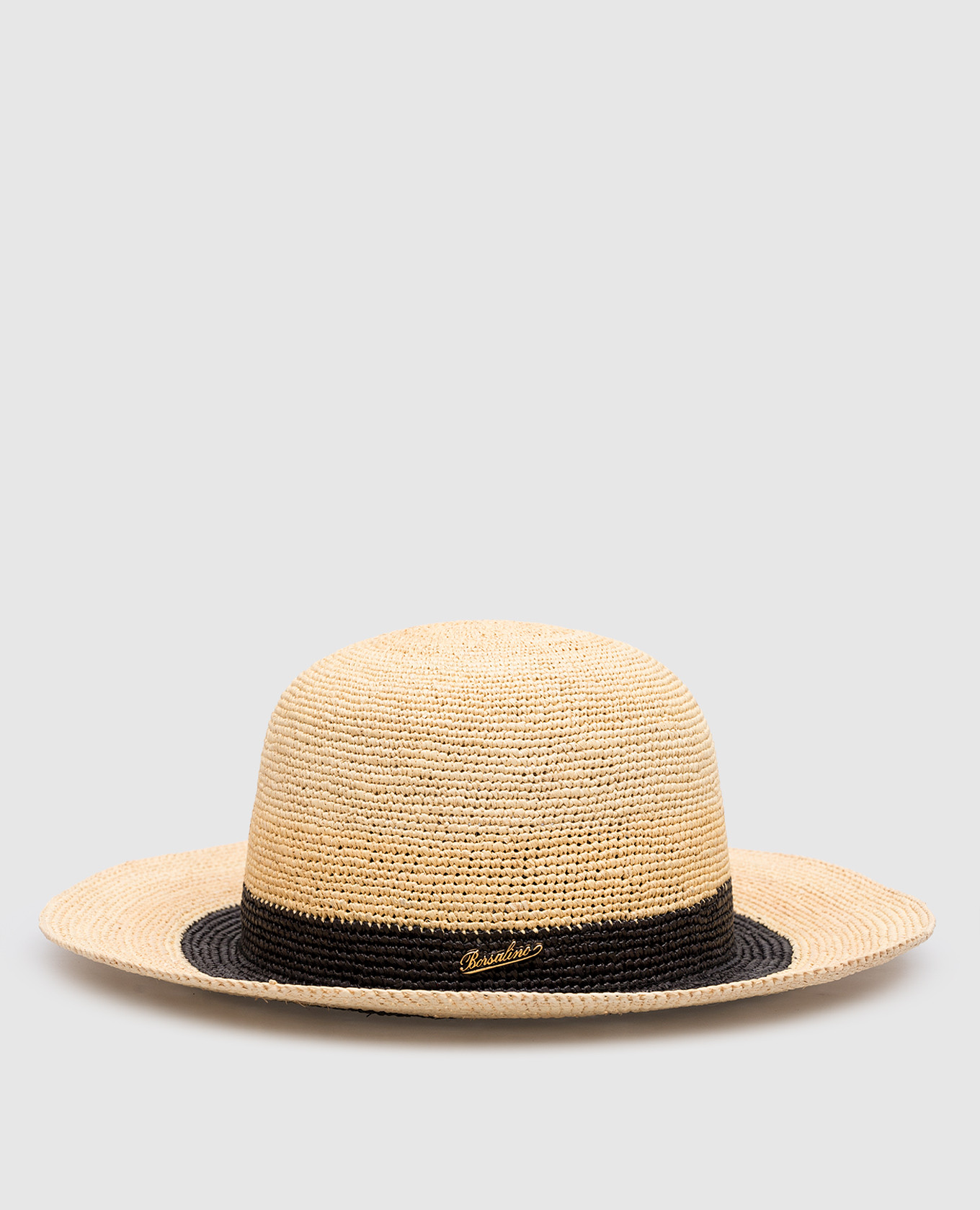 

Beige straw hat with logo Borsalino