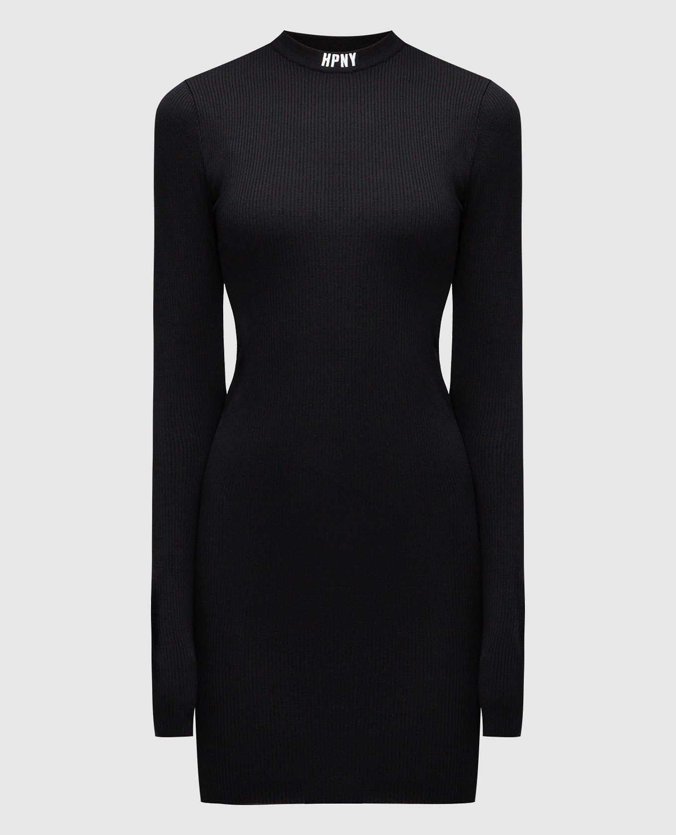 

Black ribbed mini dress with HPNY logo embroidery Heron Preston, Черный