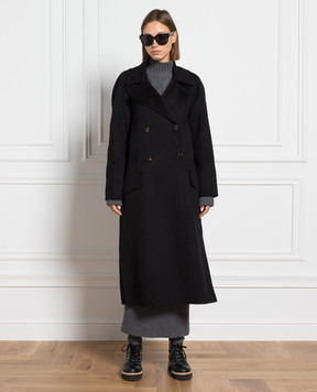 COLOMBO Black double-breasted cashmere coat CP003196405U