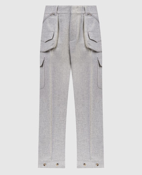 Ermanno Scervino Gray melange wool cargo pants D436P720HFE