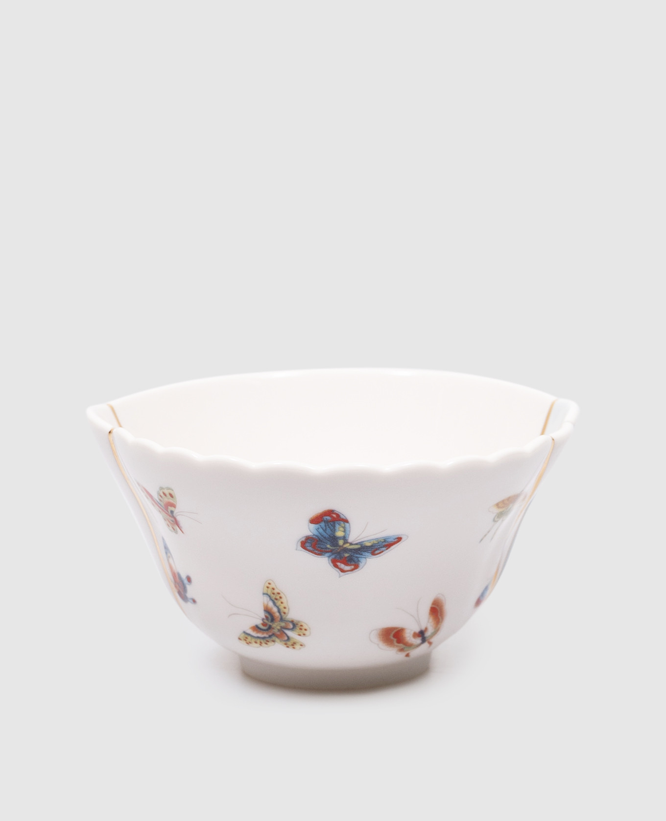 

White Kintsugi bowl with print and gold SELETTI