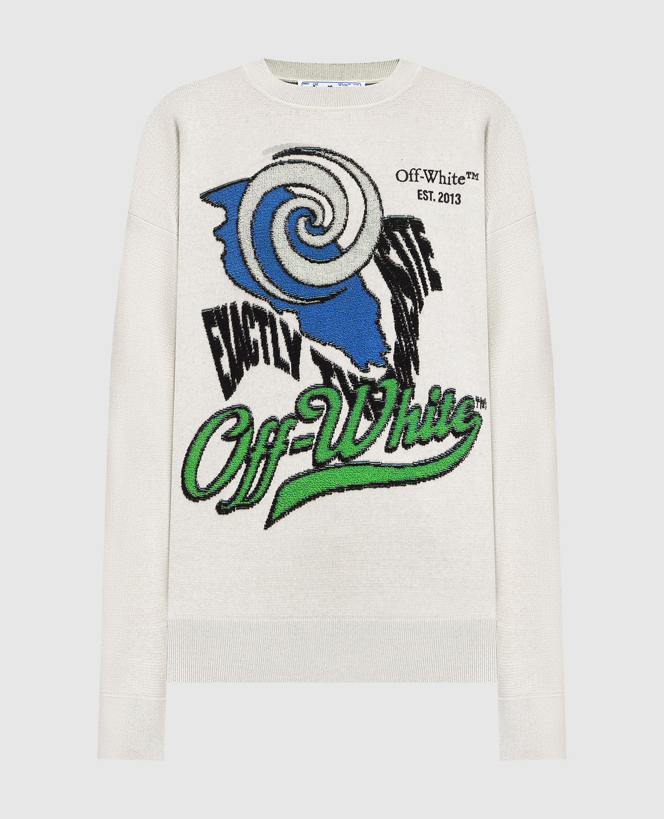 Gray sweater with tornado pattern and logo off-white
