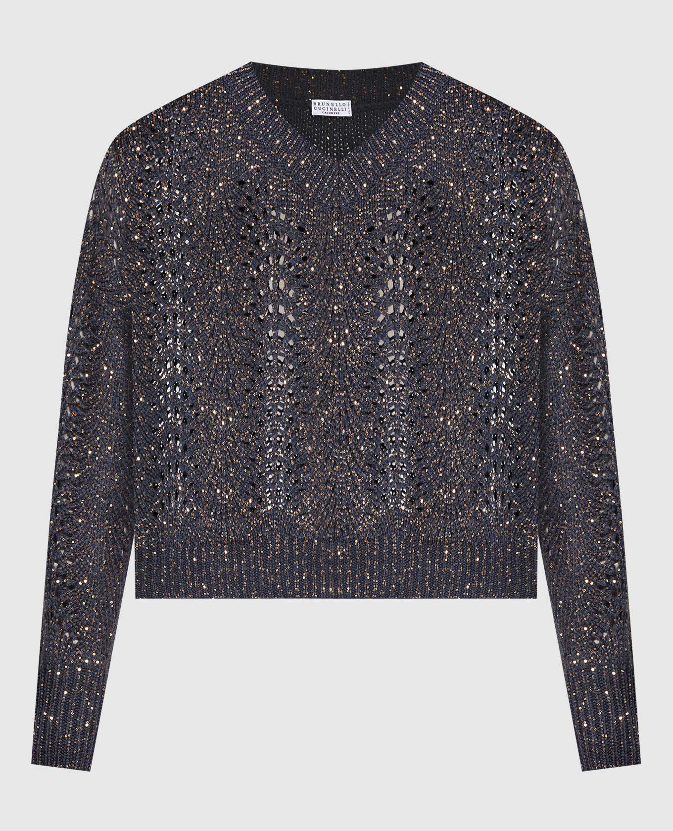

Blue openwork jumper with sequins Brunello Cucinelli