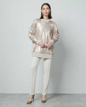 Max Mara Beige Piovra wool sweater dress with sequins PIOVRA
