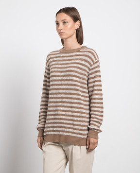 Brunello Cucinelli Brown sweater in a stripe with sequins M19580210P