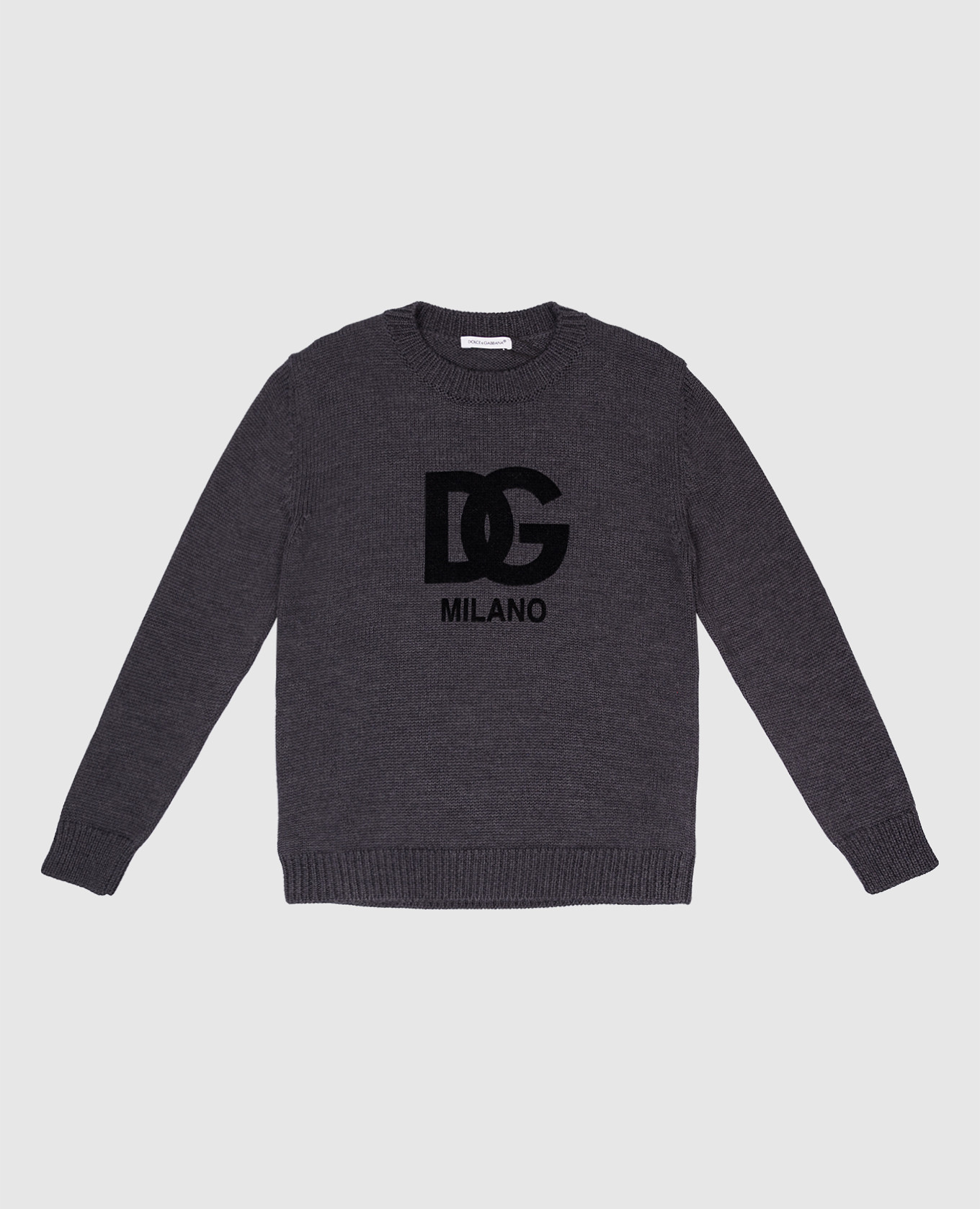 Children's gray wool sweater with dg logo dolce&gabbana