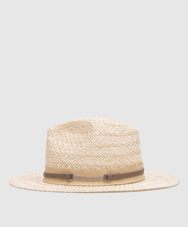 Peserico Beige Woven Hat Italian designer Glitter hat Peserico Silver size One size International in  main image 3