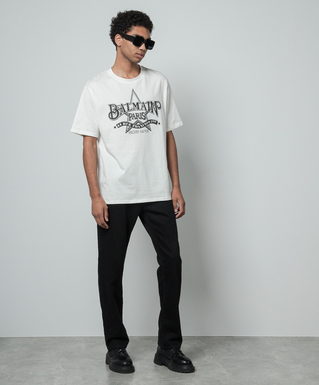 Balmain - White t-shirt with a Star print CH1EG000GD29