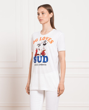 Dolce&Gabbana White t-shirt with branded print F8K74ZHH7NL