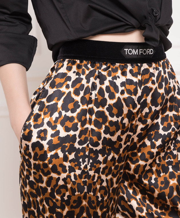 Tom Ford - Animal print silk trousers with logo PAW396FAP164