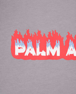 Palm Angels Children's gray sweatshirt with a print of the Flames logo PBBA001S24FLE004412
