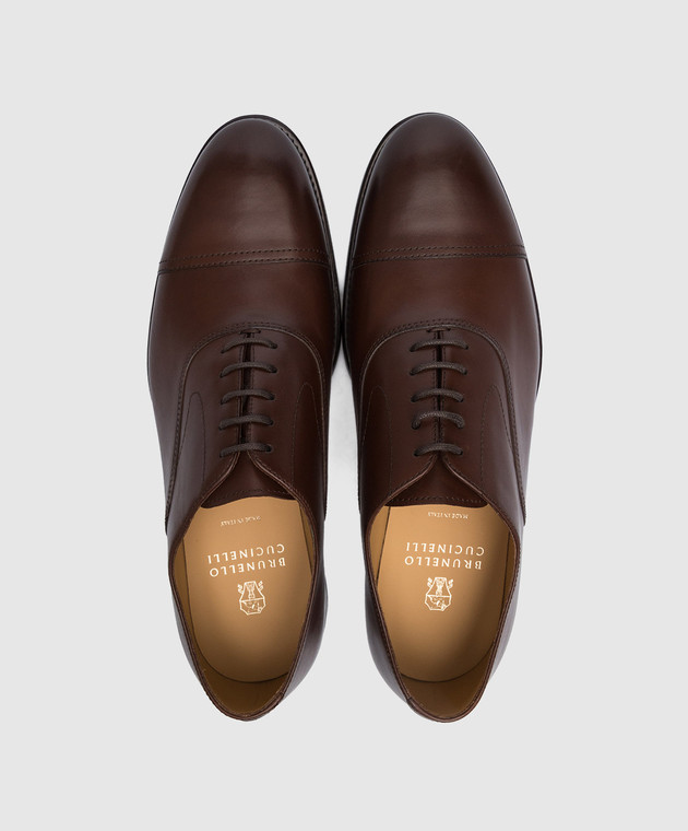 Brunello Cucinelli - Donkerbruine leren Oxford schoenen MZUNOXC841 - Online  kopen bij Symbol