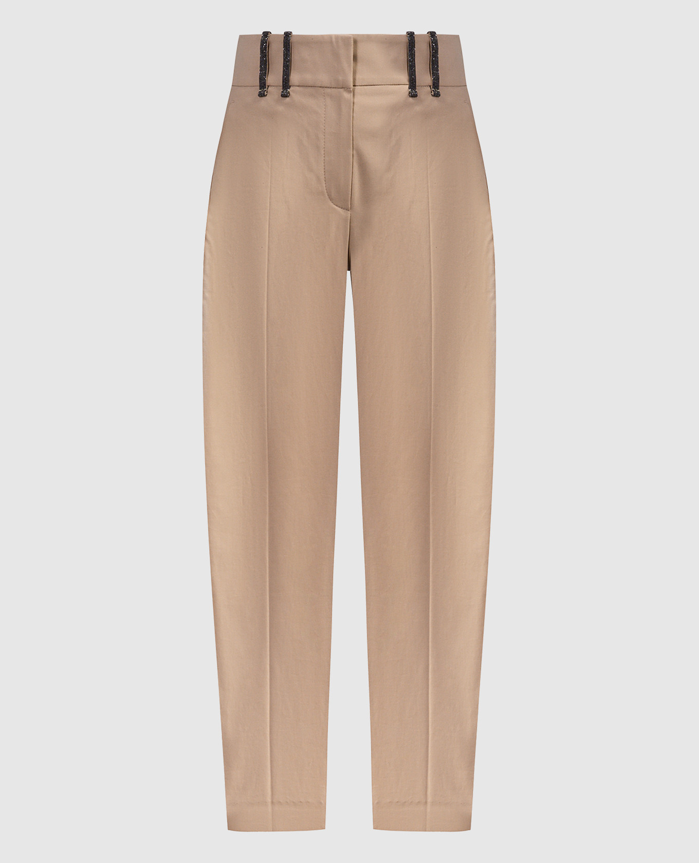 Brown high rise pants with monil chain brunello cucinelli
